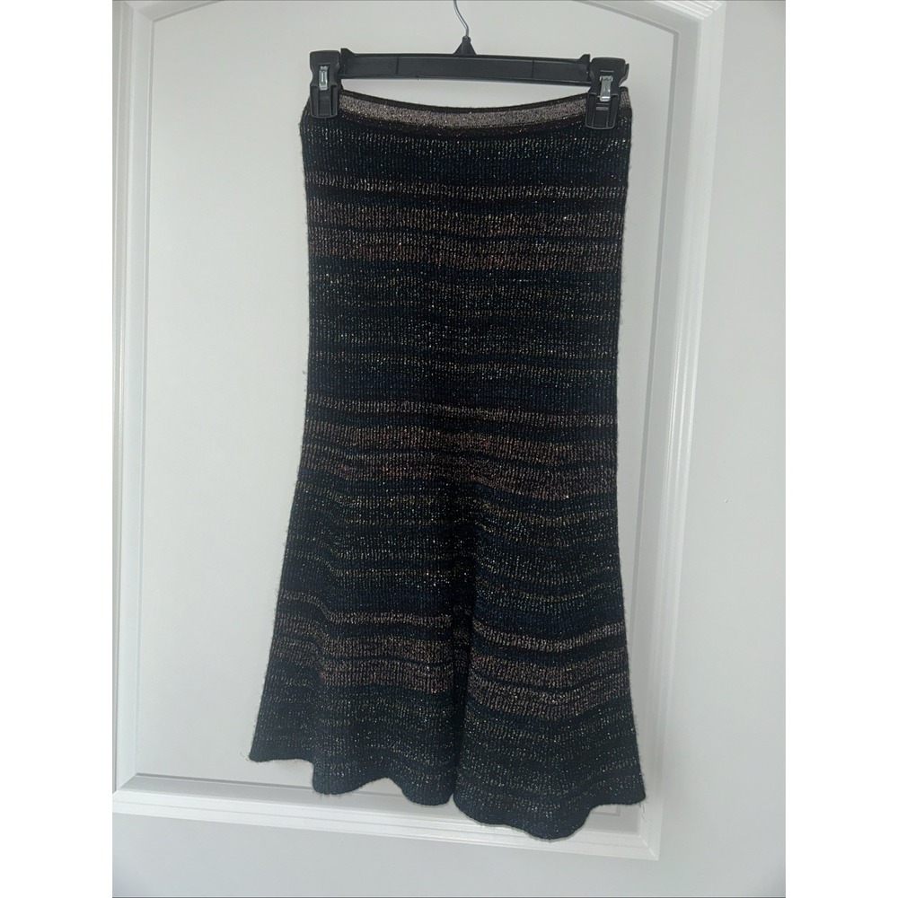 BCBG MAXARIA Metallic Multicolored Midi Skirt XXS